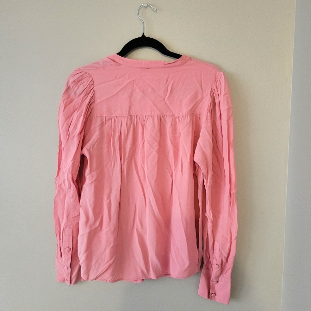 Boden Pleated Bohemian Blush Petal Pink Button-Up Blouse Top. Size M Nwot - Picture 4 of 9